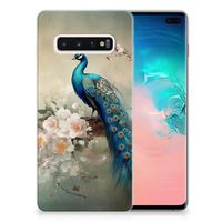 TPU Hoesje voor Samsung Galaxy S10 Plus Vintage Pauwen - thumbnail