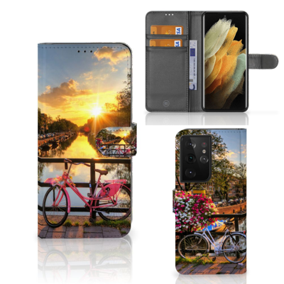Samsung Galaxy S21 Ultra Flip Cover Amsterdamse Grachten Samsung Galaxy S21 Ultra Flip Cover Amsterdamse Grachten