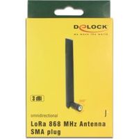 Delock 89769 LoRa 868 MHz Antenne SMA-stekker 3 dBi omnidirectioneel met kantelscharnier zwart - thumbnail