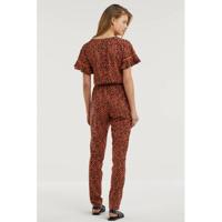 anytime jumpsuit met all-over print brique/zwart
