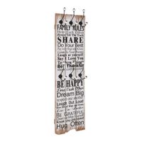 Wandkapstok met 6 haken FAMILY RULES 120x40 cm - thumbnail