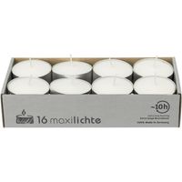 16x Witte maxi theelichtjes/waxinelichtjes 10 branduren - thumbnail