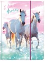 I Love Horses elastomap meisjes 31,5 x 23,5 cm roze/wit