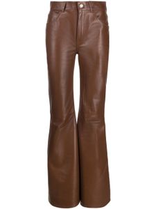 Chloé pantalon évasé en cuir à taille haute - Marron