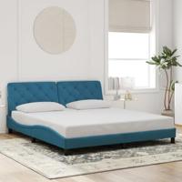 vidaXL Bedframe met hoofdeinde fluweel blauw 180x200 cm, bed, bed ombouw, eenpersoonsbed, bedbodem, slaapkamermeubel, 1 persoonsbed, logeerbed