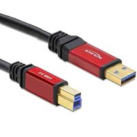Delock 82757, kabel USB 3.0 type A stekker > USB 3.0 type B-stekker 2 m premium (knikbescherming bij stekkerovergang, connectoren verguld met rode metalen behuizingen)