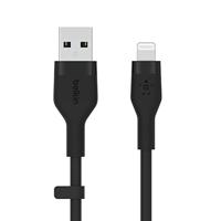 Belkin BoostCharge Flex siliconen USB Type A/Lightning-kabel (3 m), MFi-gecertificeerde laadkabel voor iPhone 14/14 Plus, 13, 12, Pro, Max, mini, SE, iPad en meer – Zwart