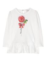 Monnalisa chemise à rose imprimée - Blanc