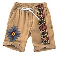 Voor heren Korte broek Zomer korte broeken Strandshorts Trekkoord Elastische taille 3D-afdrukken Grafisch Ademend Zacht Korte Casual Dagelijks Feestdagen Ontwerper Etnische stijl Donker Bruin blauw Lightinthebox - thumbnail