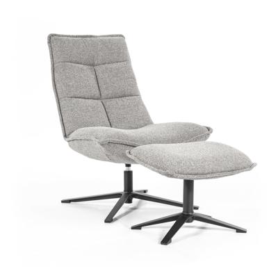 Eleonora Fauteuil 'Marcus' met voetenbank, kleur Lichtgrijs Baquer