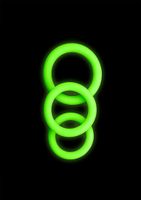 3 pcs Cock Ring Set - Glow in the Dark - Neon Green - thumbnail