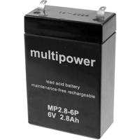 multipower MP2,8-6P Loodaccu 6 V 2.8 Ah Loodvlies (AGM) (b x h x d) 66 x 104 x 33 mm Kabelschoen 4.8 mm Onderhoudsvrij, Geringe zelfontlading - thumbnail