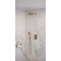 Regendoucheset Inbouw Brauer Gold Edition Thermostatisch 20 cm met 3-Weg Omstelling, Wandarm en 3-Standen Handdouche Geborsteld Goud Brauer