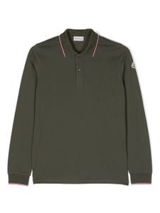 Moncler Enfant logo-patch long-sleeved polo shirt - Vert