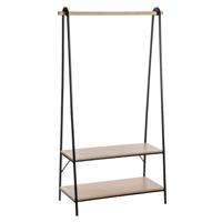 Kledingrek - Metaal - Garderobe rek - Planken en Kledingstang - Zwart - 95,5x46,5x165cm