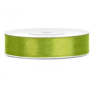 1x Lime groene satijnlint rol 1,2 cm x 25 meter cadeaulint verpakkingsmateriaal   -