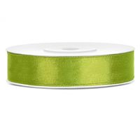 1x Lime groene satijnlint rol 1,2 cm x 25 meter cadeaulint verpakkingsmateriaal   - - thumbnail