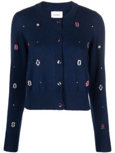 Barrie intarsia-knit round-neck cardigan - Bleu