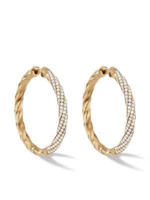 David Yurman anneaux Cable Edge 4 mm en or 18ct sertis de diamants - Argent