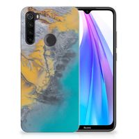 Xiaomi Redmi Note 8T TPU Siliconen Hoesje Marble Blue Gold - thumbnail