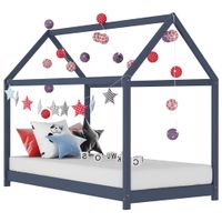 Kinderbedframe massief grenenhout grijs 80x160 cm - thumbnail