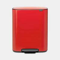 Brabantia Bo Pedaalemmer 2 X 30 Liter Met 2 Kunststof Binnenemmer - Passion Red
