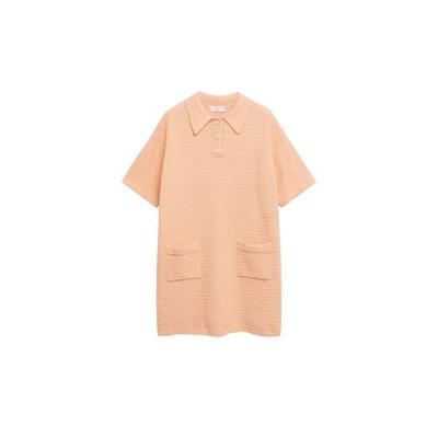 Mango gebreide jurk met textuur zalm