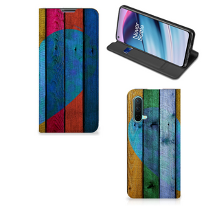 OnePlus Nord CE 5G Book Wallet Case Wood Heart - Cadeau voor je Vriend