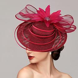 fascinators Netto Schotel Hoed Bruiloft Paardenrace Damesdag Melbourne Cup Met Pet Bloem Helm Hoofddeksels Lightinthebox