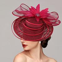 fascinators Netto Schotel Hoed Bruiloft Paardenrace Damesdag Melbourne Cup Met Pet Bloem Helm Hoofddeksels Lightinthebox - thumbnail