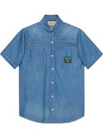 Gucci chemise en jean à patch logo - Bleu