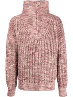 MARANT quarter-zip ribbed-knit jumper - Rose