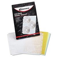 Innovera Twee-zijdige CD/DVD Pagina's voor Drie-Ring Binder, 10/Pack