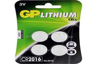 GP 0602016C4 knoopcel Lithium CR2016, 3V, 4-delige blister