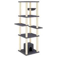 vidaXL Kattenmeubel met sisal krabpalen 154 cm donkergrijs, kattenpaal, kattenboom, kattenkrabpaal, kattenhuis, kattenmeubel, kattenpalen