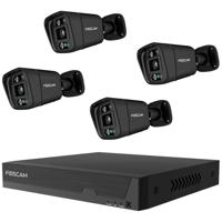 Foscam FN9108E-B4-2T black IP-Bewakingscameraset LAN 8-kanaals Met 4 cameras 3840 x 2160 Pixel