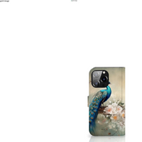 Telefoonhoesje met Pasjes voor iPhone 14 Pro Max Vintage Pauwen - thumbnail