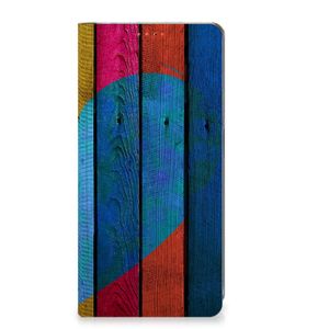 Xiaomi Redmi Note 12 Pro Plus Book Wallet Case Wood Heart - Cadeau voor je Vriend