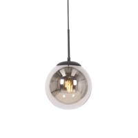 QAZQA Art Deco hanglamp zwart met smoke glas - Flore