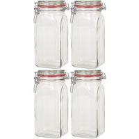 4x Weckpotten/inmaakpotten 1500 ml/1,5 liter met beugelsluiting