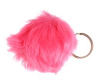 LG Imports sleutelhanger Fluffy meisjes 8 cm textiel roze