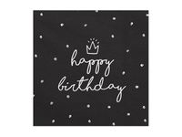 Servetten Happy birthday King Zwart/Wit - 20 Stuks