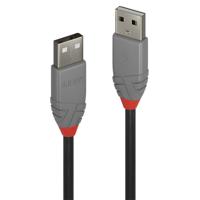 Lindy 36694 3m USB A USB A Mannelijk Mannelijk Zwart, Grijs USB-kabel