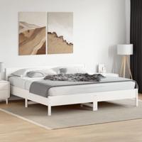 vidaXL Bedframe met hoofdbord massief grenenhout wit 180x200 cm, bed, slaapkamermeubel, houten bed, tweepersoonsbed, houten bedframe, bedbodem