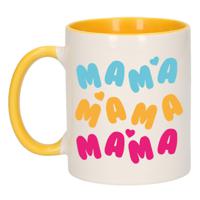 Cadeau koffie/thee mok voor mama - geel - hartjes/liefde - keramiek - Moederdag