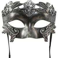 Verkleed gezichtsmasker Venitiaans - horror/Halloween thema - zilver - Carnaval/gemaskerd bal