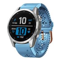 By Qubix - Flower siliconen bandje - Blauw - Compatible met Garmin Fenix 7s/6s/5s / Instinct 2s / Epix Pro Gen 2 (42mm) - Compatible Garmin bandje - Bandbreedte: 20mm