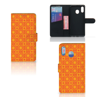Samsung Galaxy M20 Telefoon Hoesje Batik Oranje Samsung Galaxy M20 Telefoon Hoesje Batik Oranje