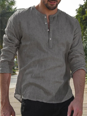 Vintage Henley Lang Mouw Shirt Vintage Henley Lang Mouw Shirt