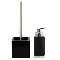 MSV Badkamer accessoires set - zwart - zeeppompje/toilet/wc-borstel